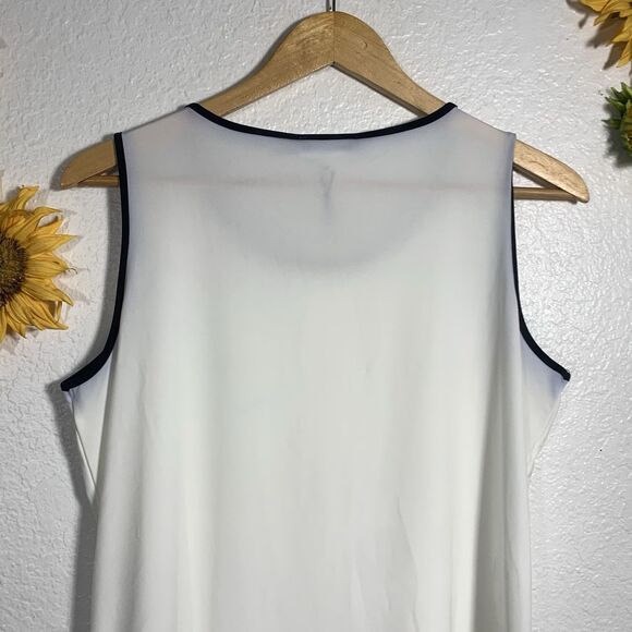 Calvin Klein NWT Assymetrical White Black Sleeveless Chiffon Blouse Size Medium - Picture 13 of 16